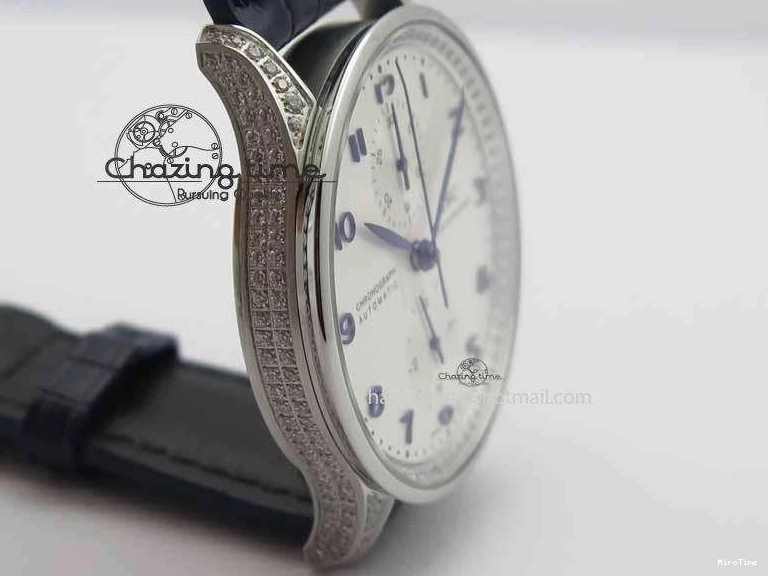 MIROTIME 0705 Portuguese IW3714 Diam ZF V2 1:1 Best Edition White Dial Blue Makers On Blue Leather Strap A79350 (Slim Movement) Stylish 7248